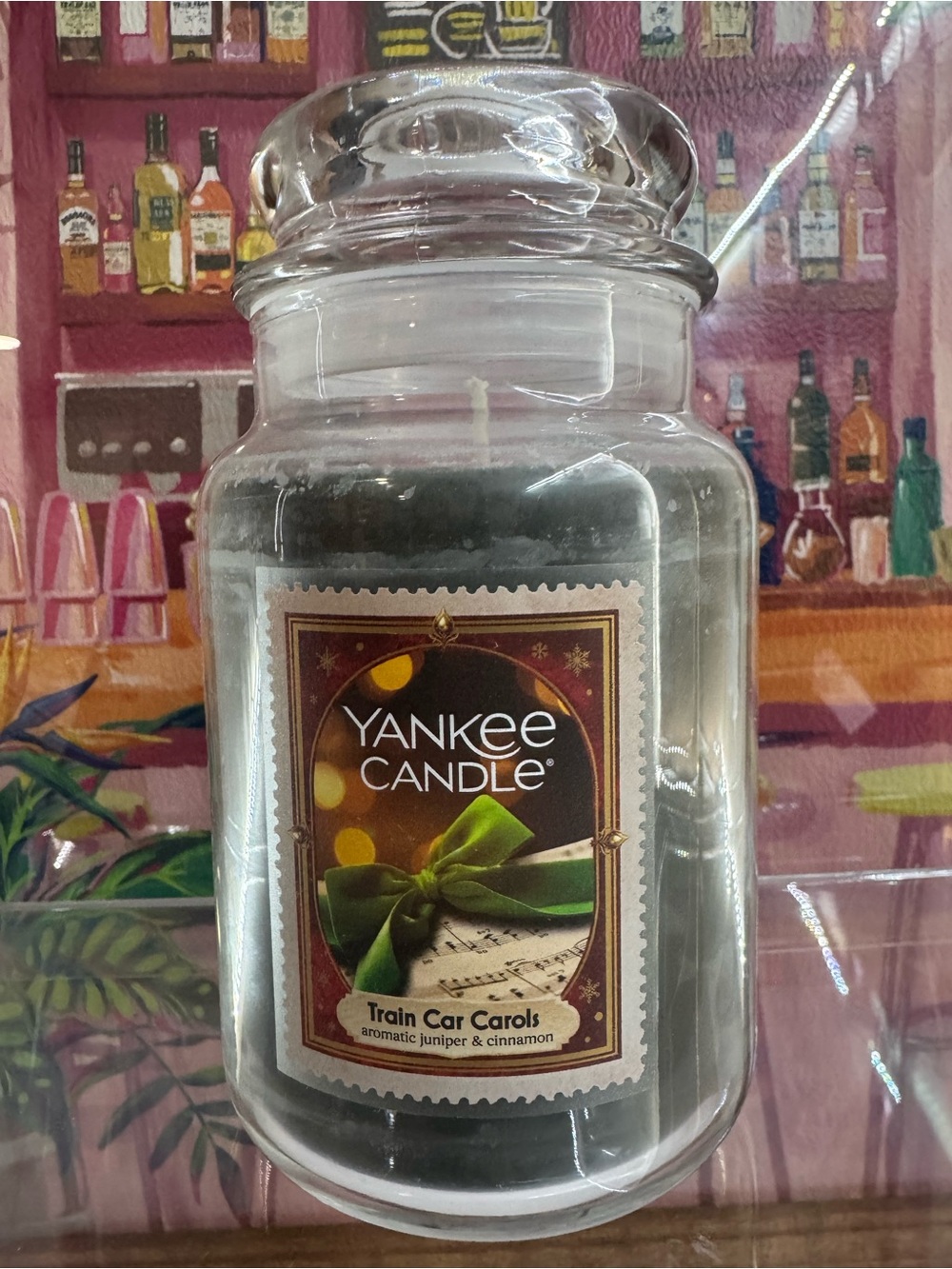 LARGE Yankee Candle Green Train Car Carols Jar Candle - Holiday Scent